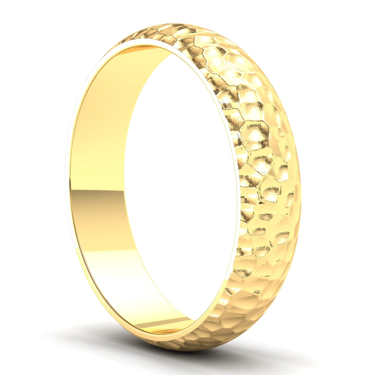 Men's Wedding Band: 9ct Yellow Gold Hammered band