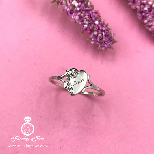 Heart Signet Ring with Cubic Zirconia