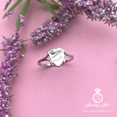 Heart Signet Ring with Cubic Zirconia
