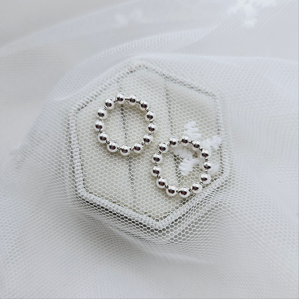 15mm Bead Circle Stud Earrings