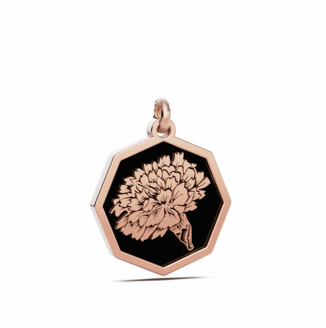 January (Carnation) Birth Flower Octagon Pendant - 9ct Rose Gold