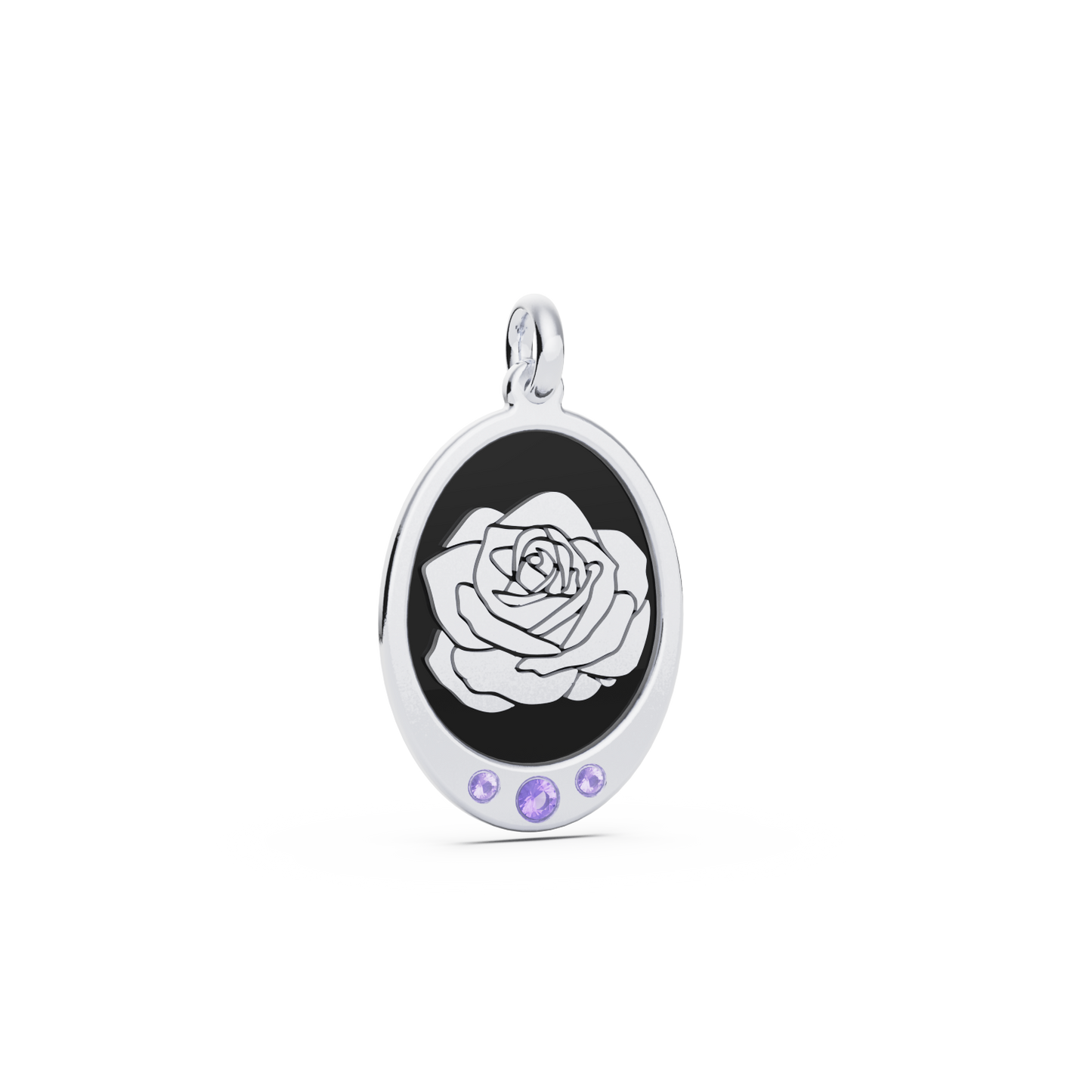 June (Rose and Alexandrite) Oval Birth Flower Pendant - 925 Silver