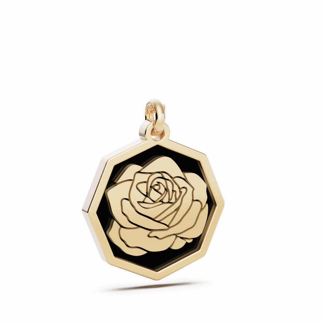 June (Rose) Birth Flower Octagon Pendant - 9ct Yellow Gold