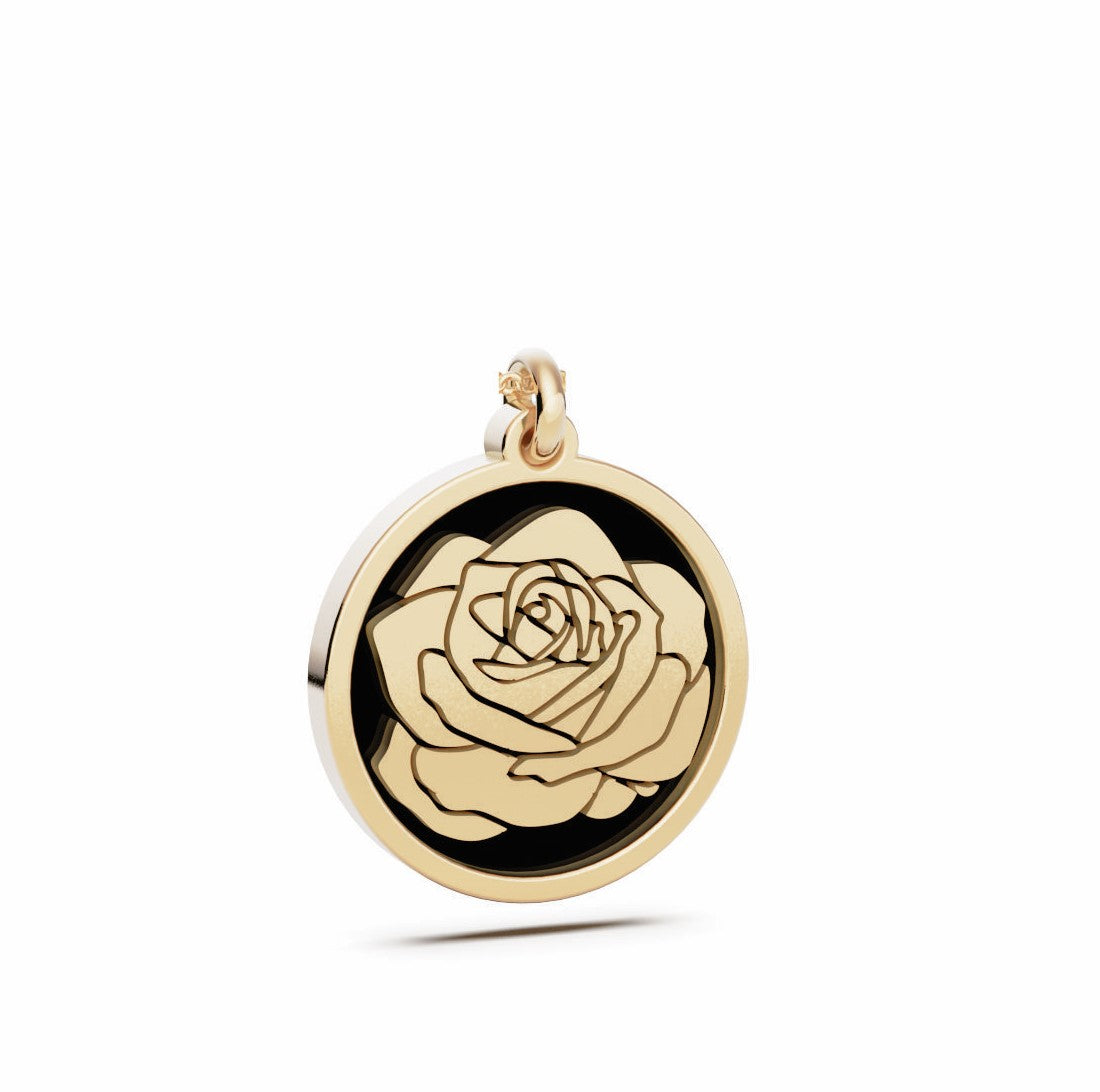 June (Rose) Birth Flower Round Pendant - 9ct Yellow Gold