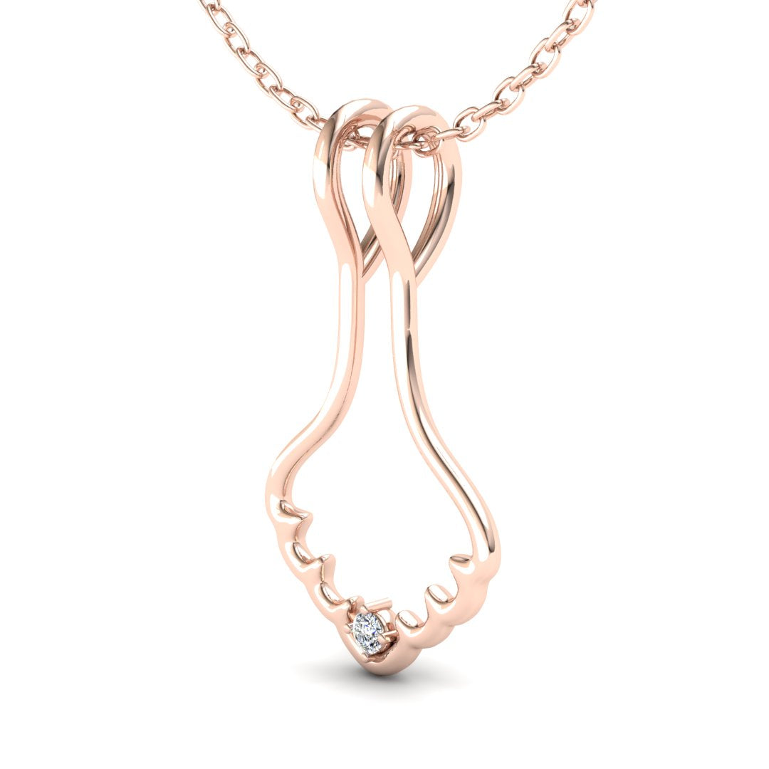 Ring Holder Arched Pendant - 9ct Rose Gold with White Stone