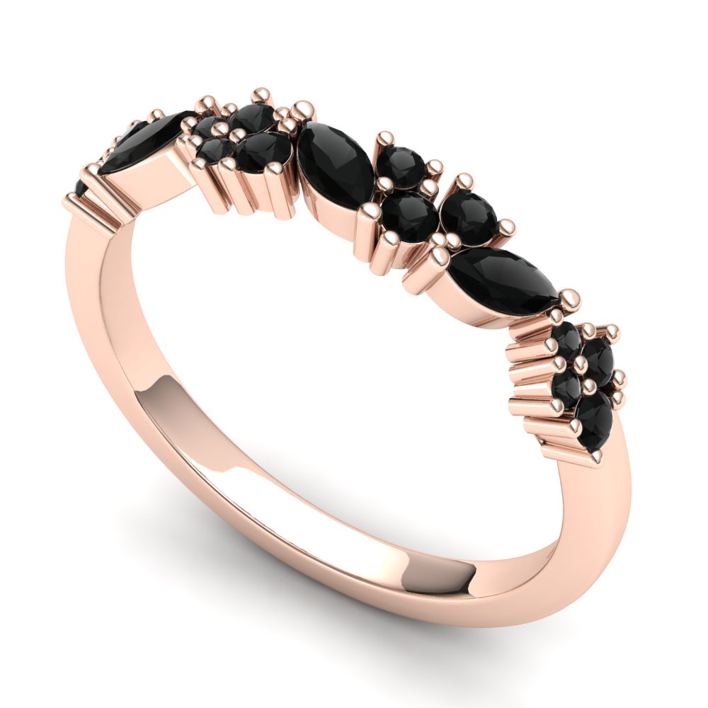Bluebell Eternity Ring: 9ct Rose Gold with Black Stones