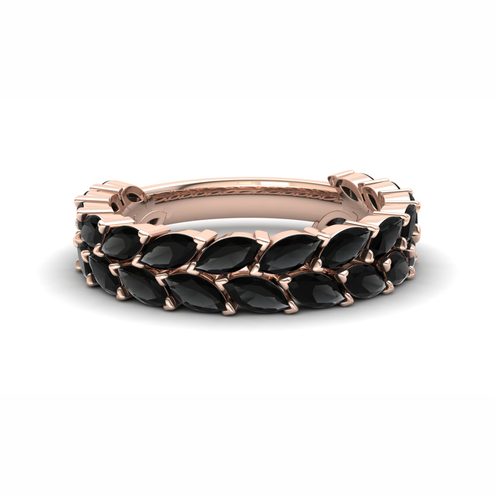 Tulip Eternity Ring: 9ct Rose Gold with Black Stones