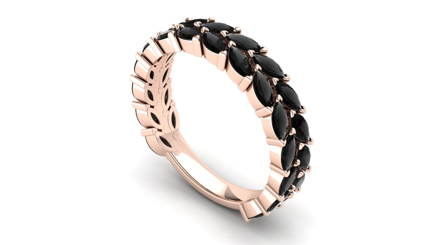 Tulip Eternity Ring: 9ct Rose Gold with Black Stones