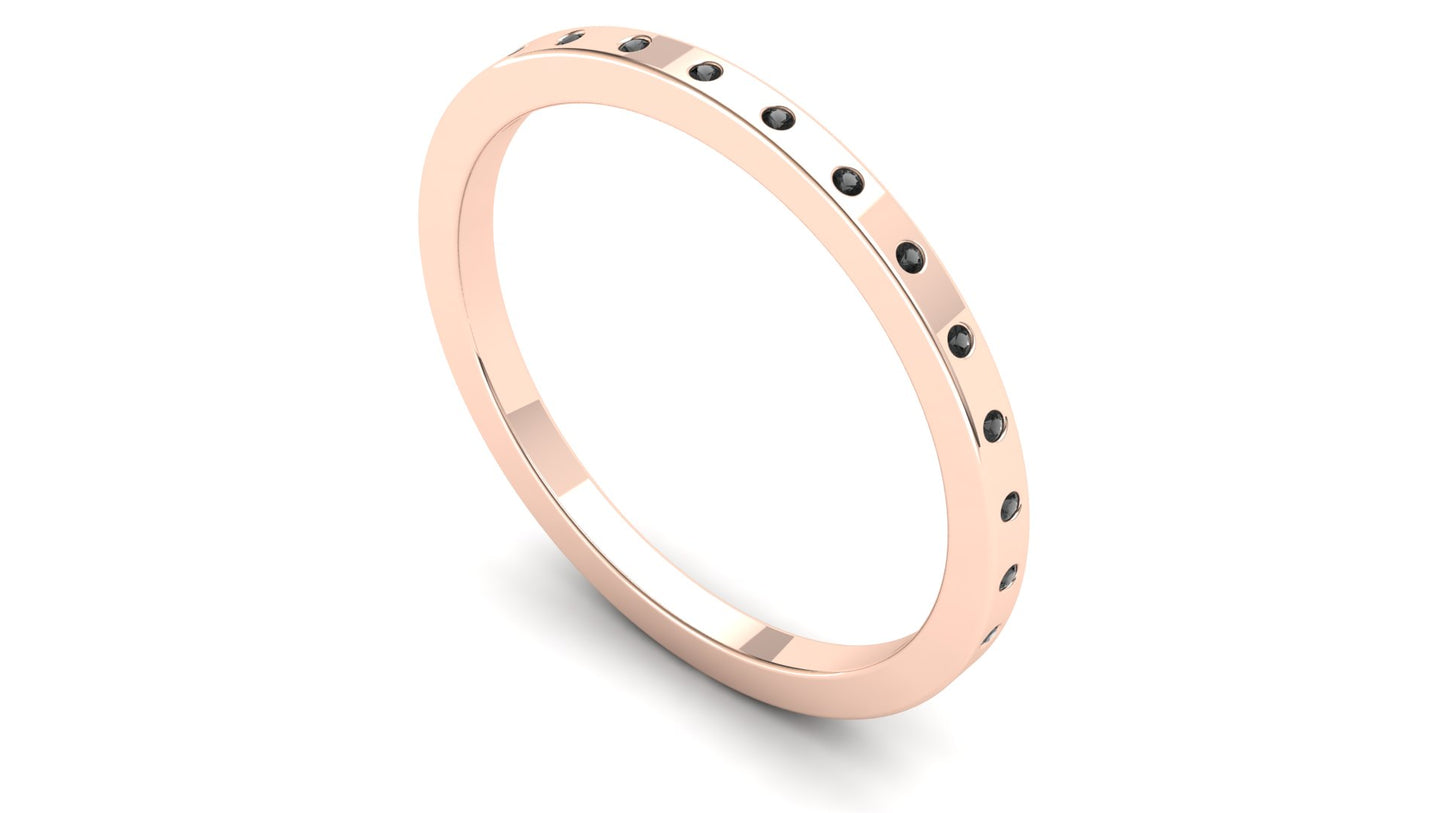 Petunia Eternity Ring: 9ct Rose Gold with Black Stones