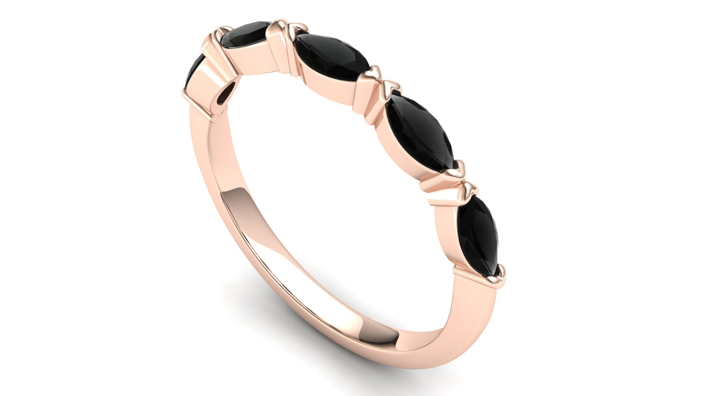 Jasmine Eternity Ring: 9ct Rose Gold with Black Stones