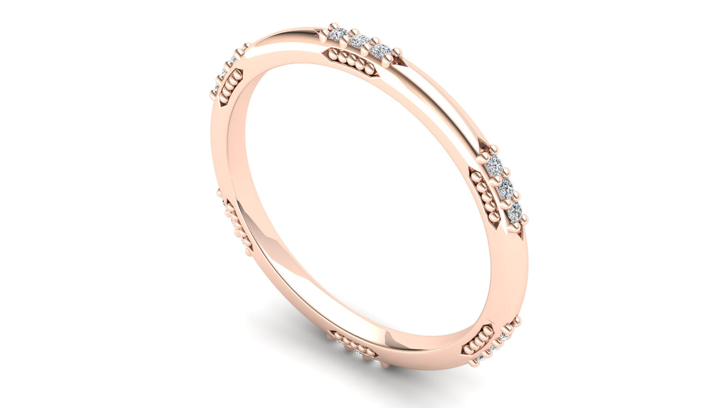Orchid Eternity Ring: 9ct Rose Gold with White Stones