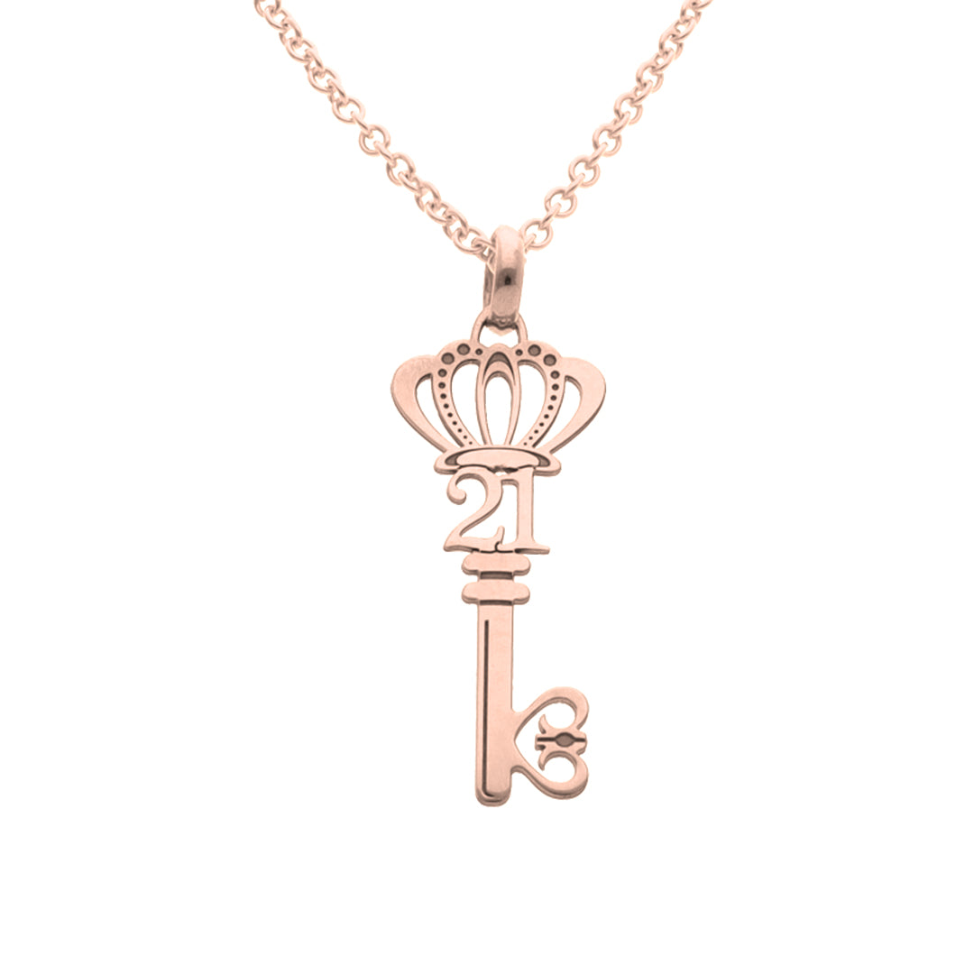 9ct Rose Gold Royal 21st Key Pendant