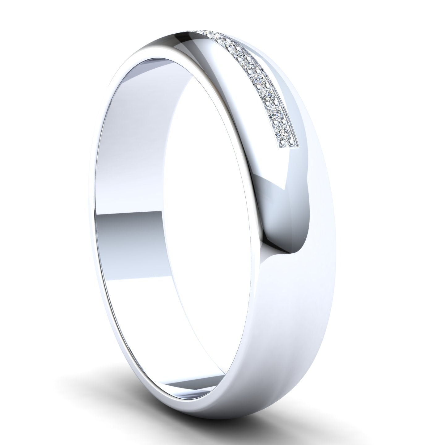 Men's Wedding Band: 925 Sterling Silver Recessed Pavé Band with 18 x 1mm White Moissanites