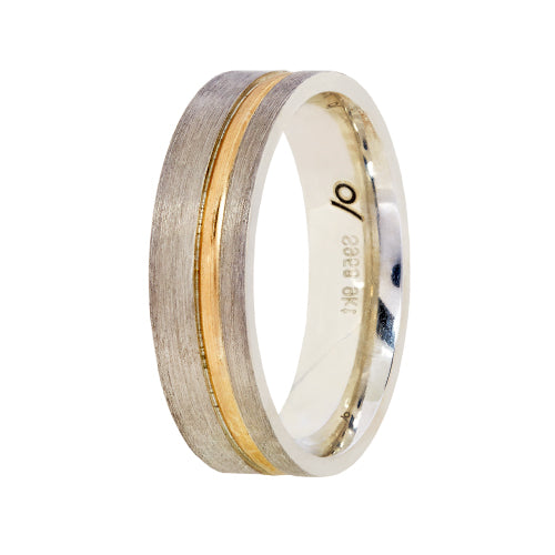 Men's Wedding Band: Argentium Silver with 9ct Yellow Gold Inlay