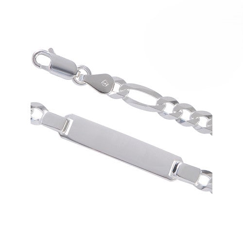 Figaro 3+1 ID Bracelet- Sterling Silver
