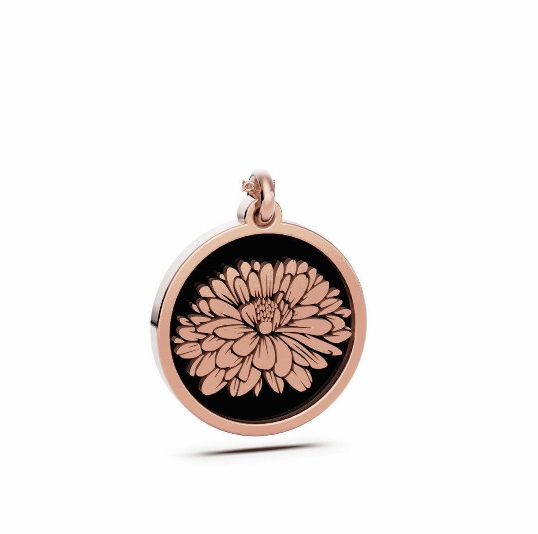 September (Aster) Birth Flower Round Pendant - 9ct Rose Gold
