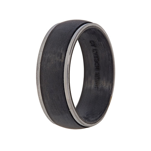 Men's Wedding Band: Black Carbon Fiber with Titanium Edges (8mm)