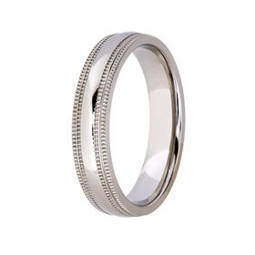 Men's Wedding Band: Titanium with Edged Pattern on Side (5mm)