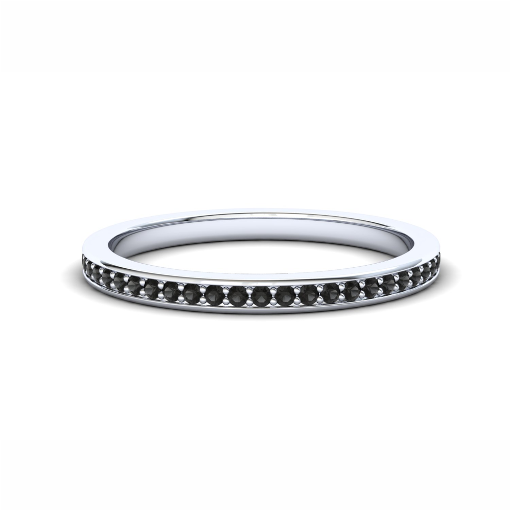 Bluestem Eternity Ring: 925 Silver with Black Stones