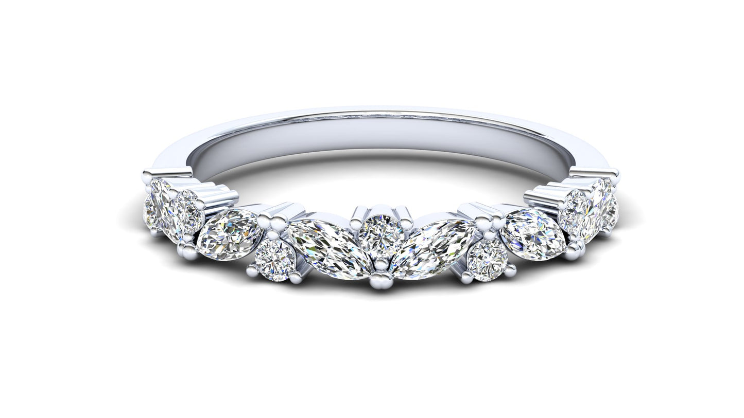 9ct Gold Violet Stack Ring - White Stones