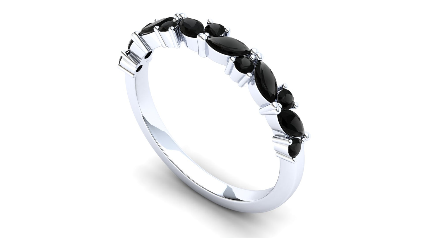 Violet Eternity Ring: 925 Silver with Black Stones