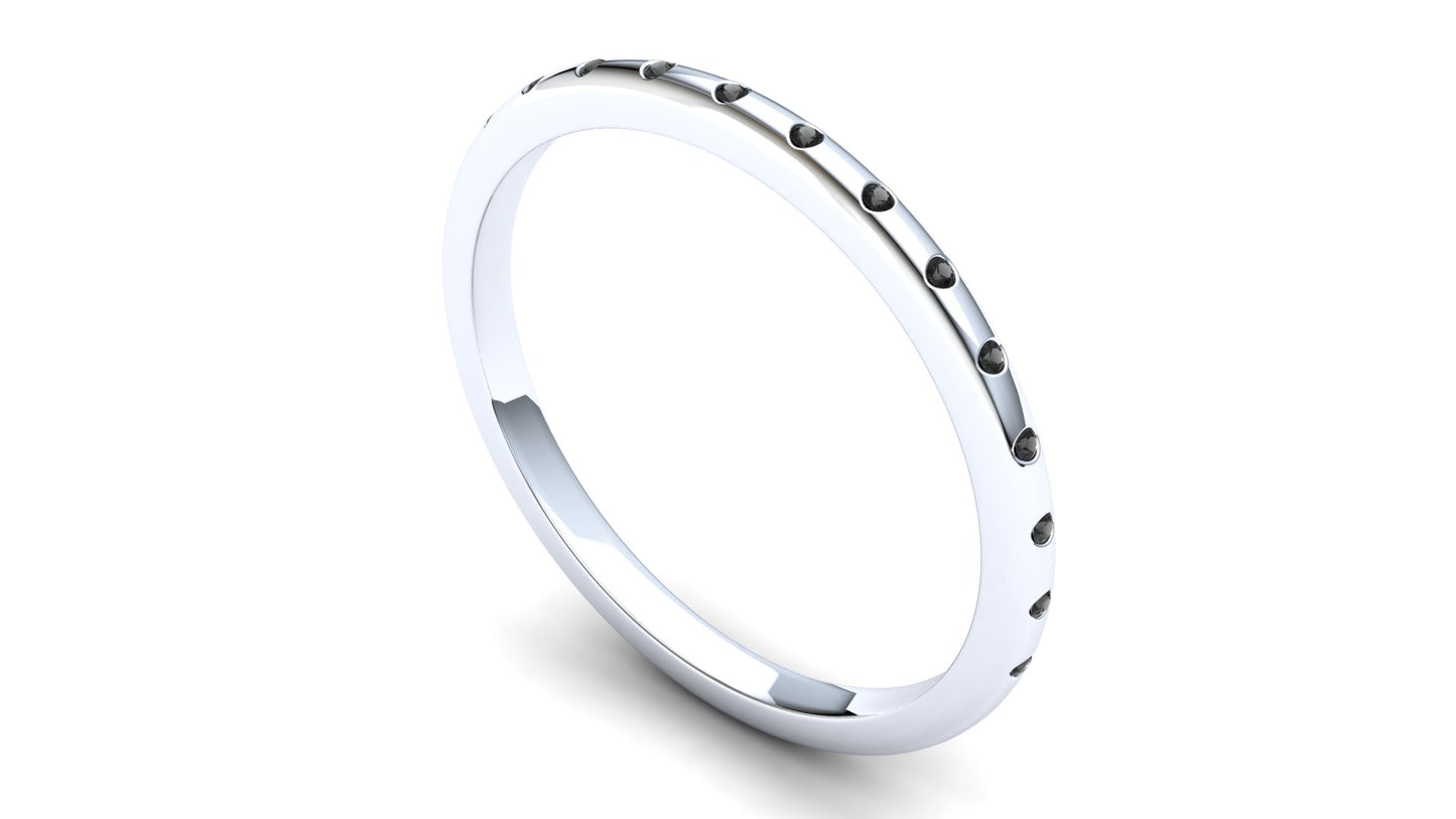 Wisteria Eternity Ring: 925 Silver with Black Stones