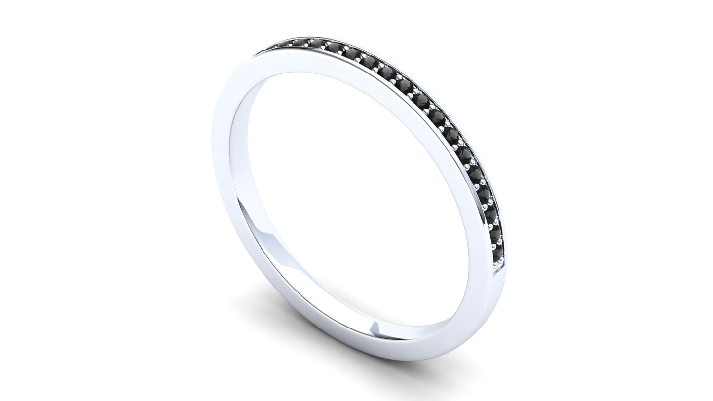 Bluestem Eternity Ring: 925 Silver with Black Stones
