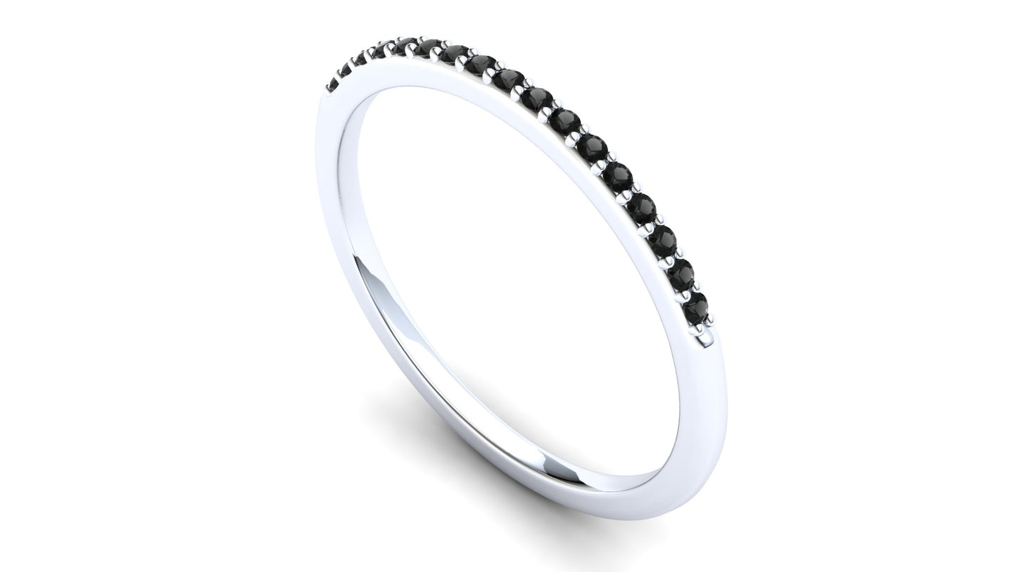 Hazel Eternity Ring: 9ct White Gold with Black Stones