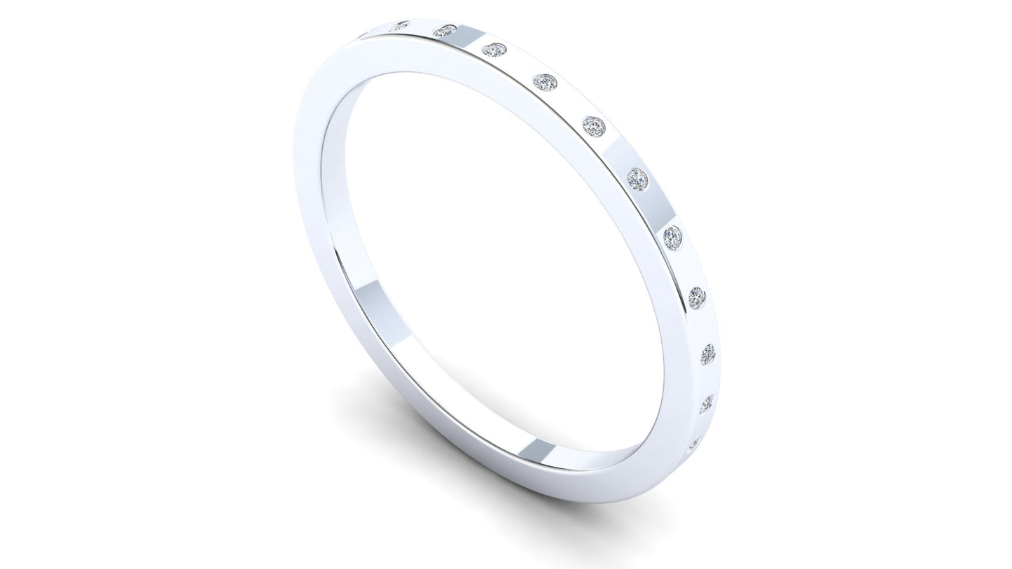 Petunia Eternity Ring: 9ct White Gold with White Stones