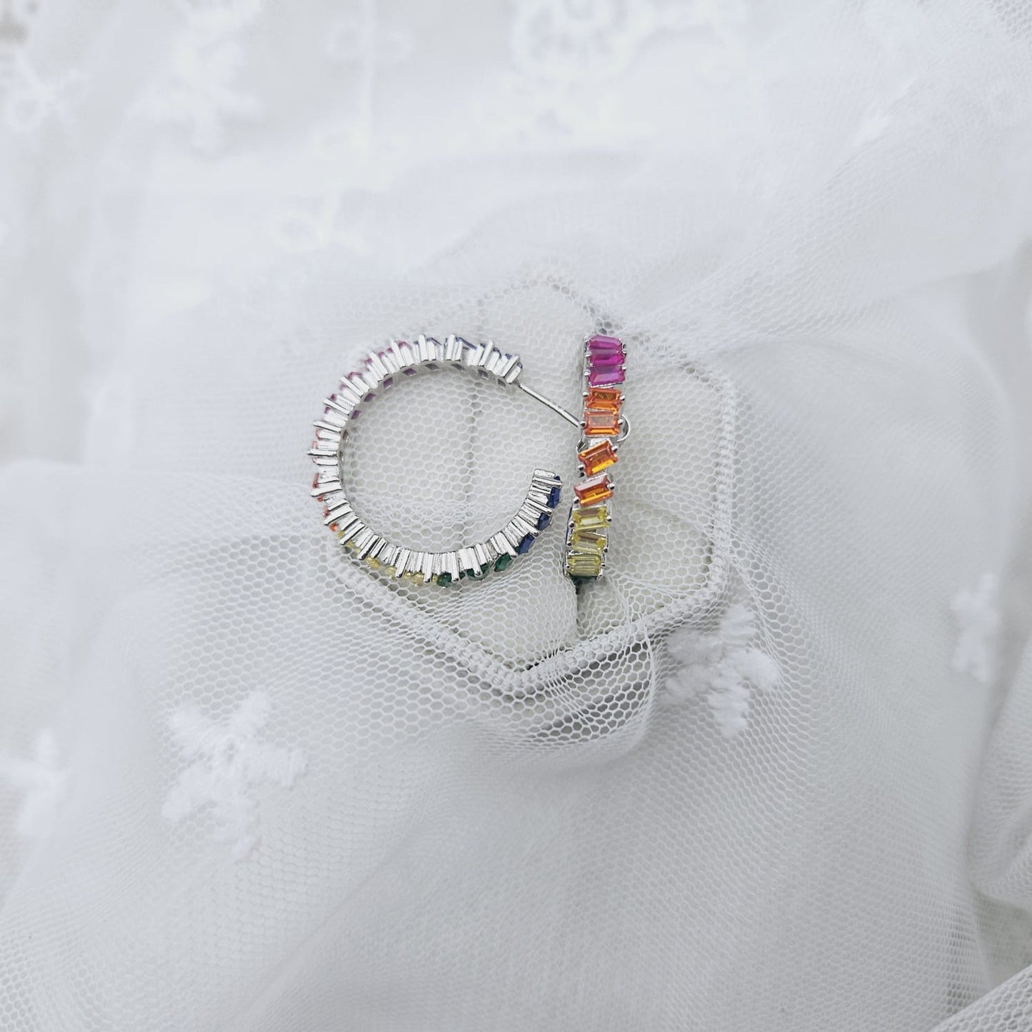 Multicoloured Rectangle Hoop Earrings