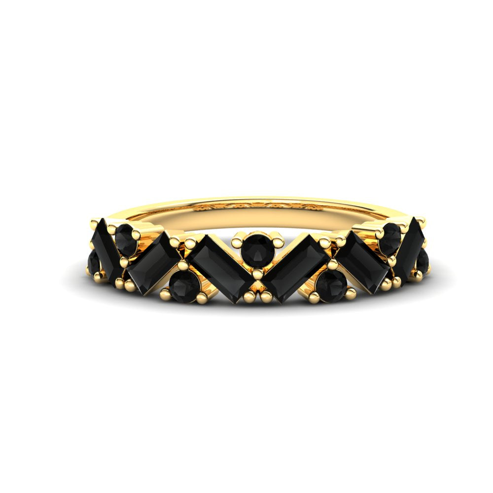 Lily Eternity Ring: 9ct Yellow Gold with Black Stones