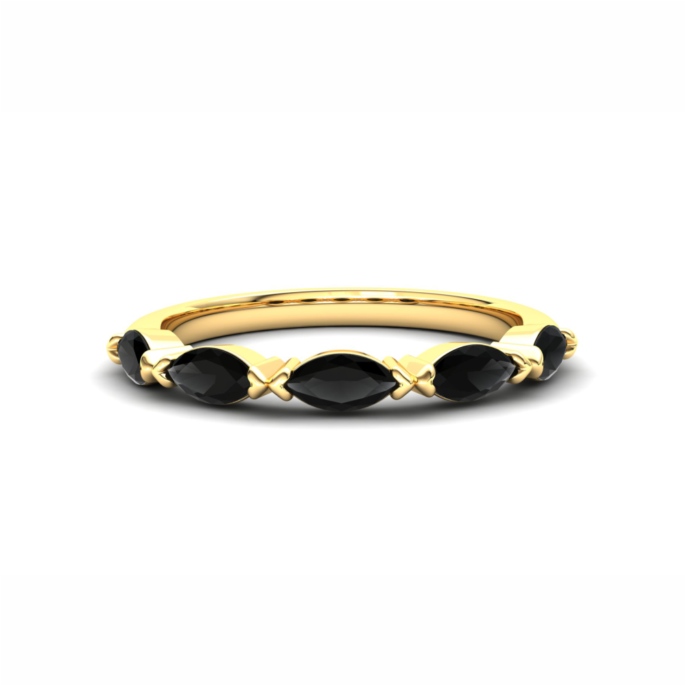 Jasmine Eternity Ring: 9ct Yellow Gold with Black Stones
