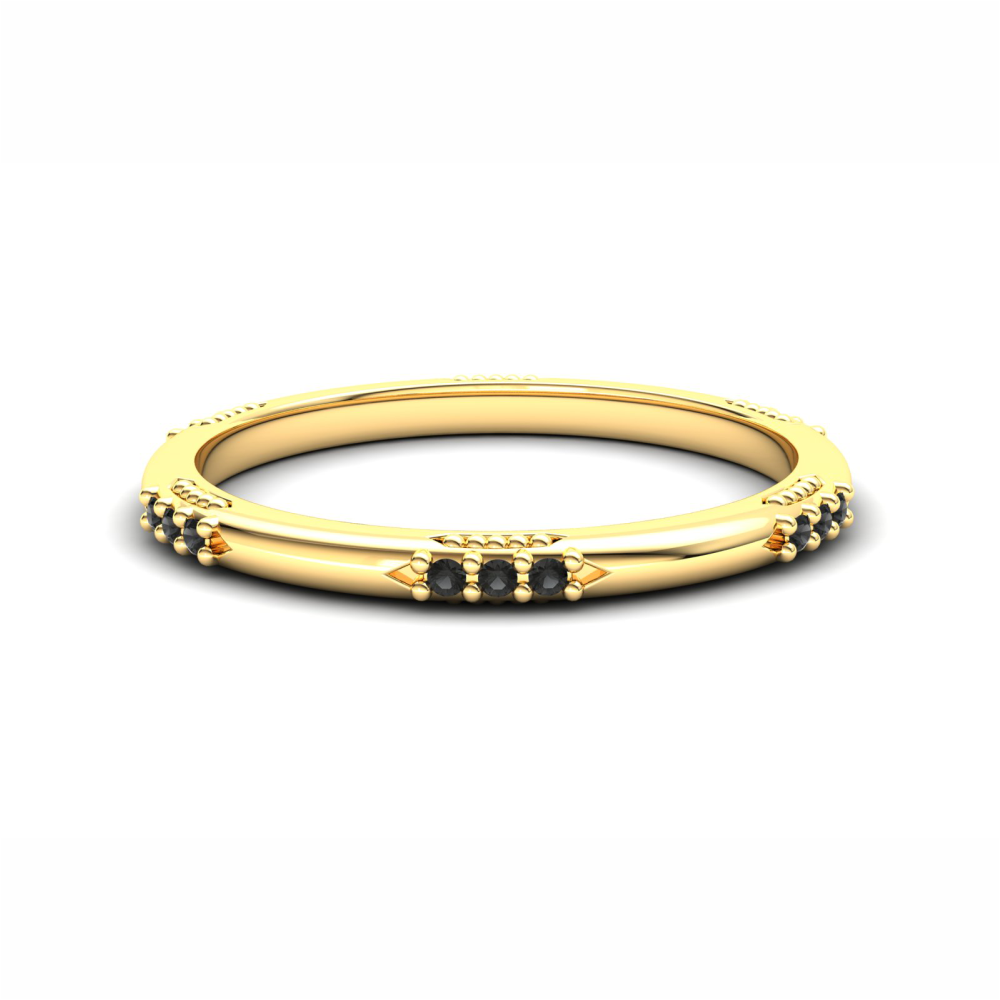 Orchid Eternity Ring: 9ct Yellow Gold with Black Stones