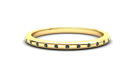 9ct Gold Wisteria Stack Ring - Black Stones