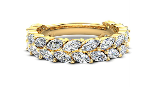 9ct Gold Tulip Stack Ring - White Stones
