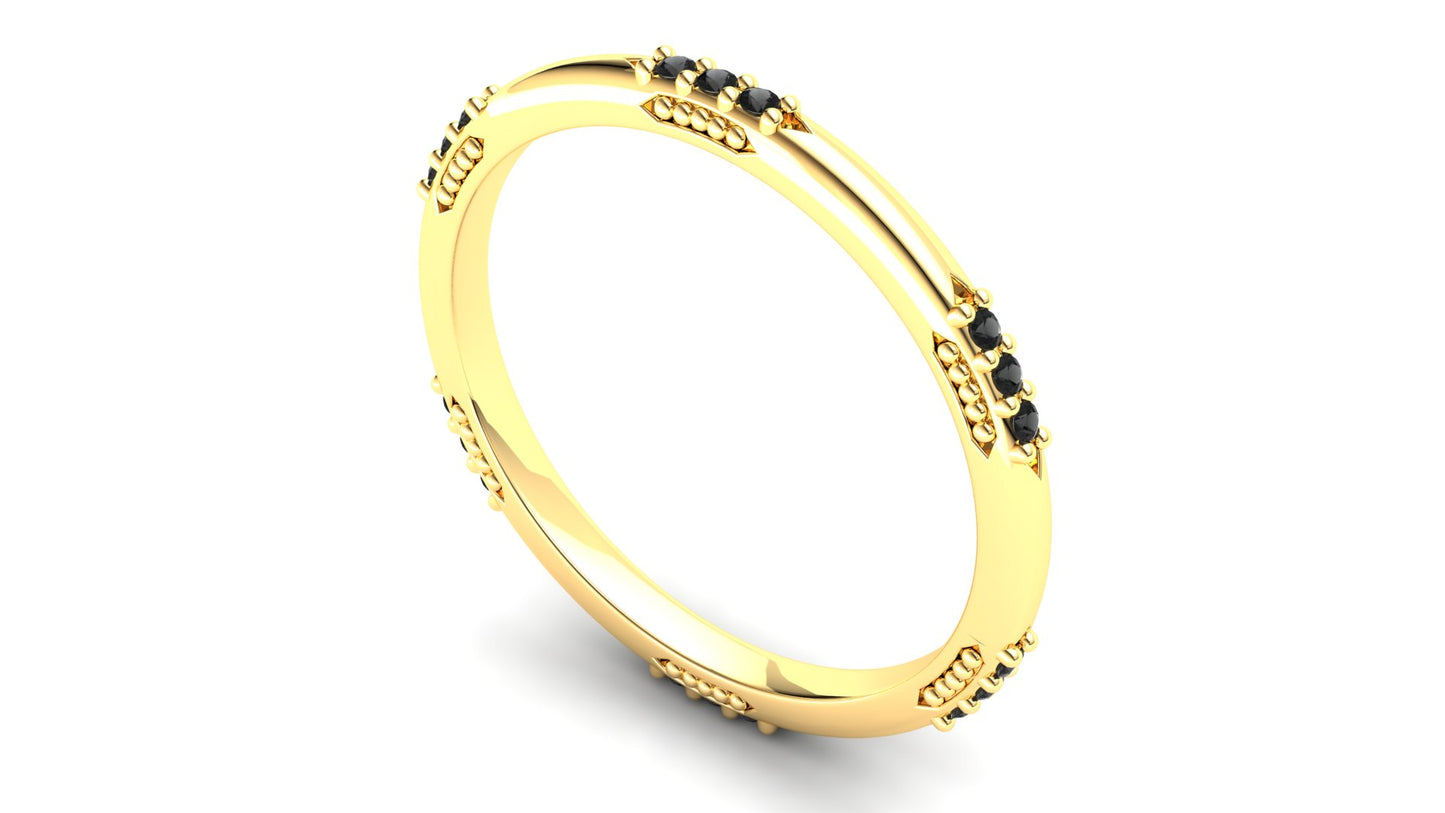 Orchid Eternity Ring: 9ct Yellow Gold with Black Stones
