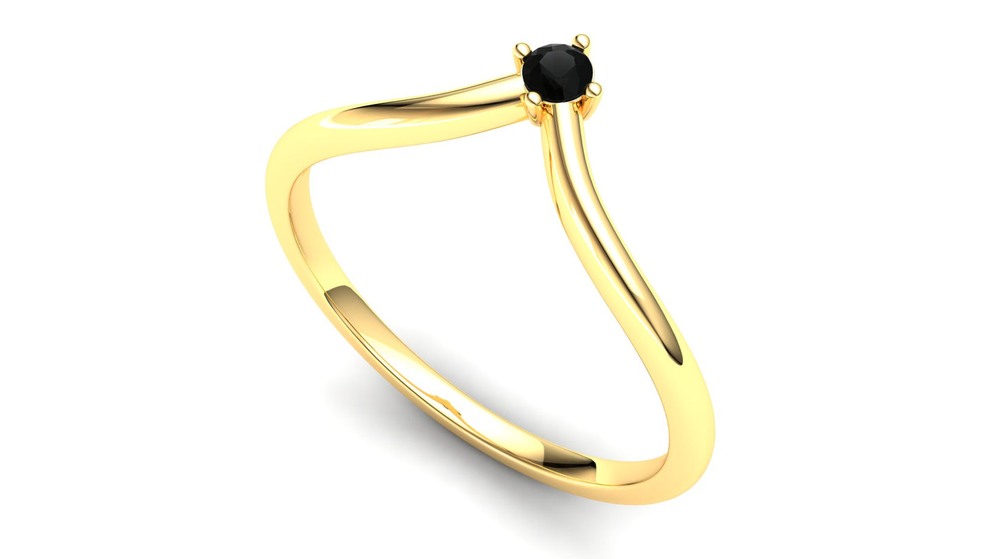 Primrose Eternity Ring: 9ct Yellow Gold with Black Stones