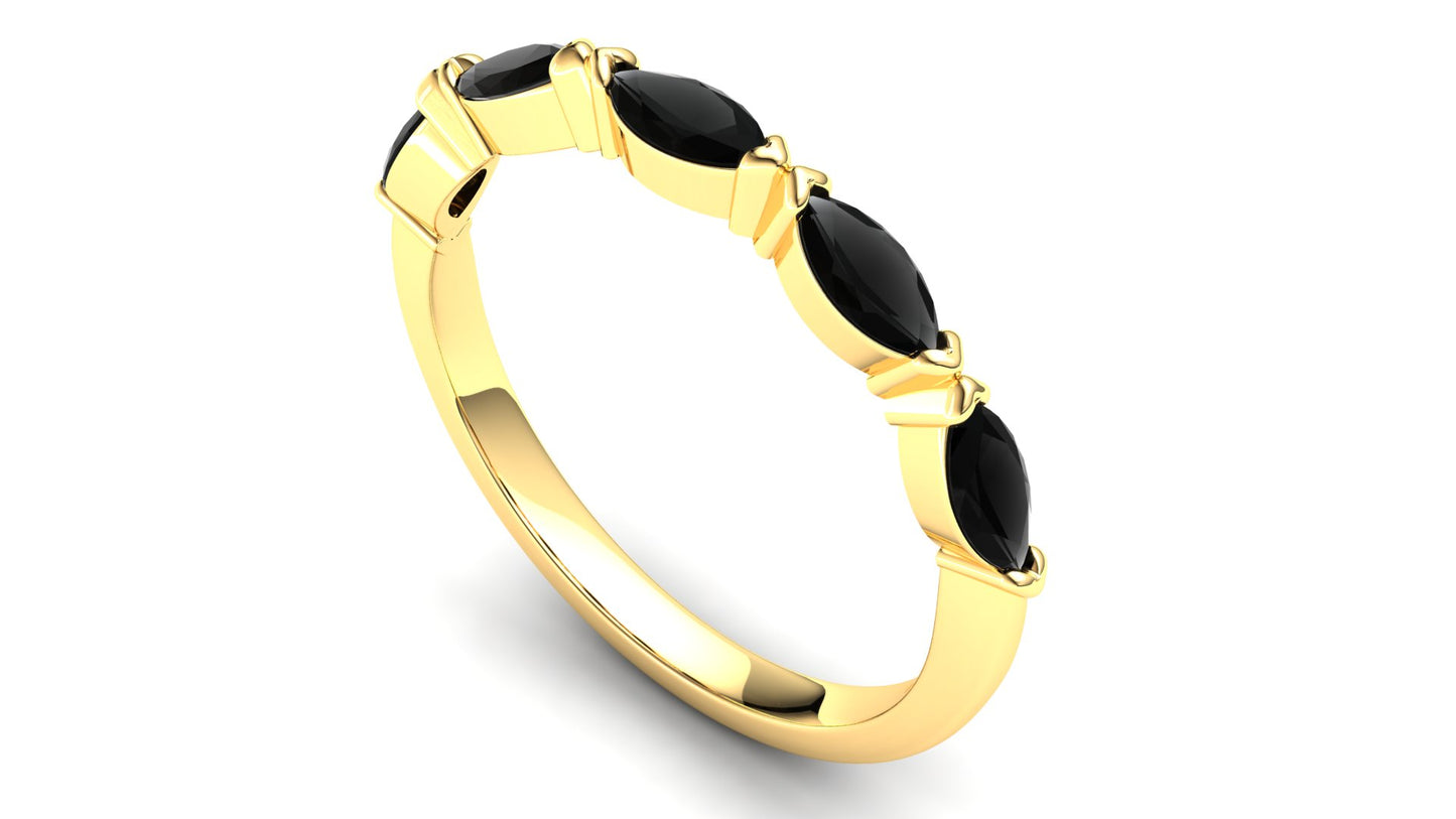 Jasmine Eternity Ring: 9ct Yellow Gold with Black Stones