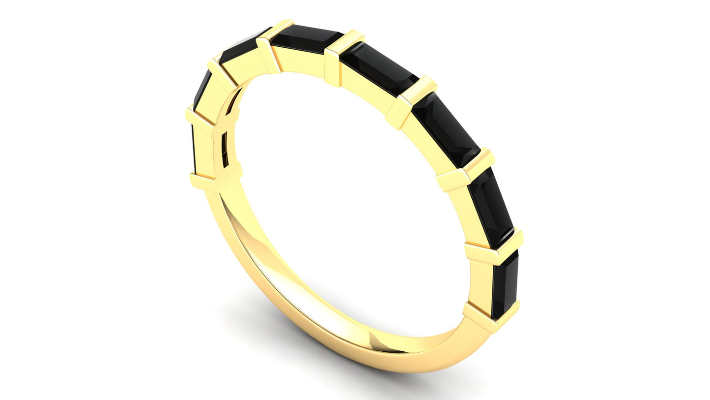 Sweetpea Eternity Ring: 9ct Yellow Gold with Black Stones
