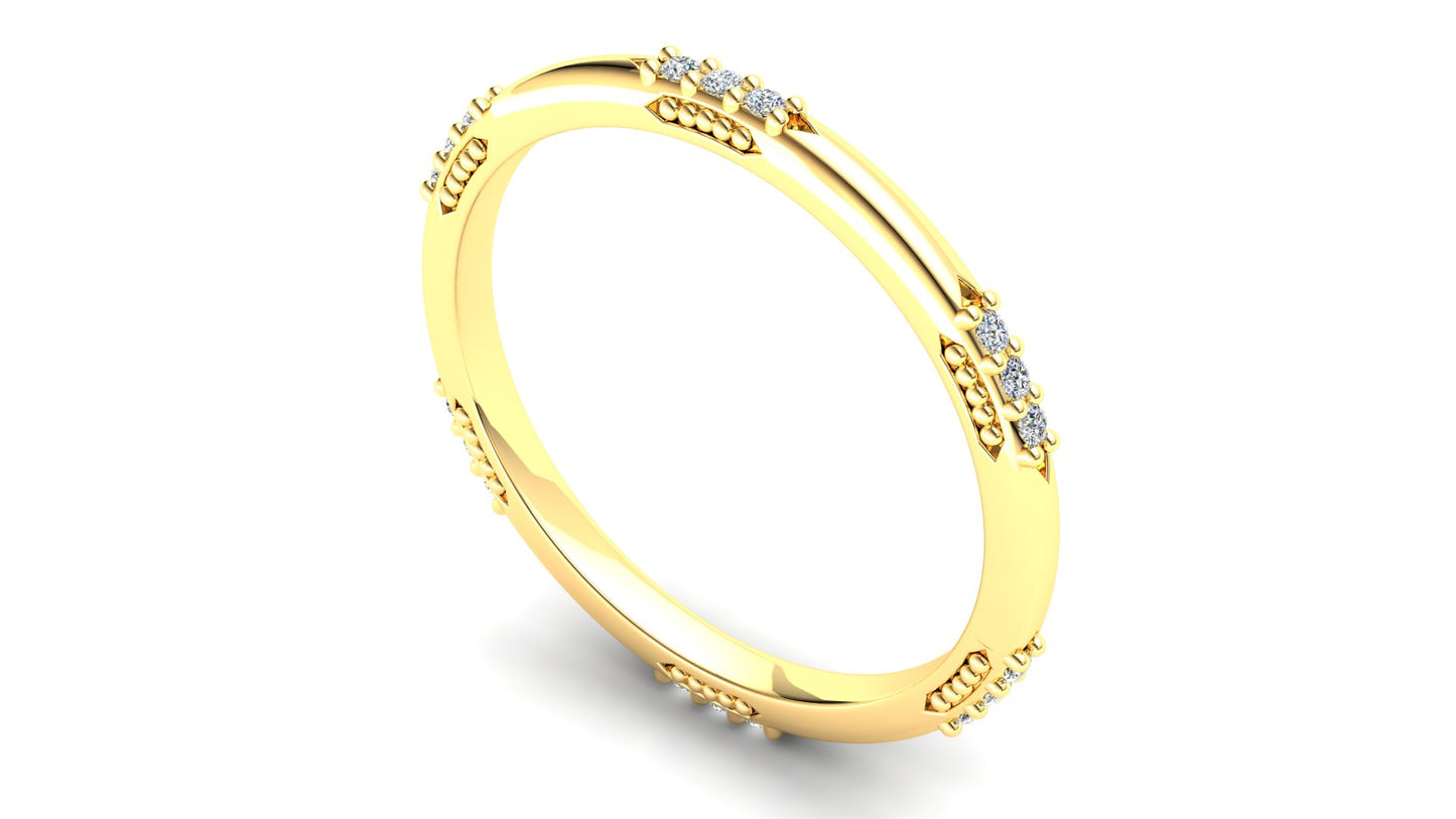 Orchid Eternity Ring: 9ct Yellow Gold with White Stones