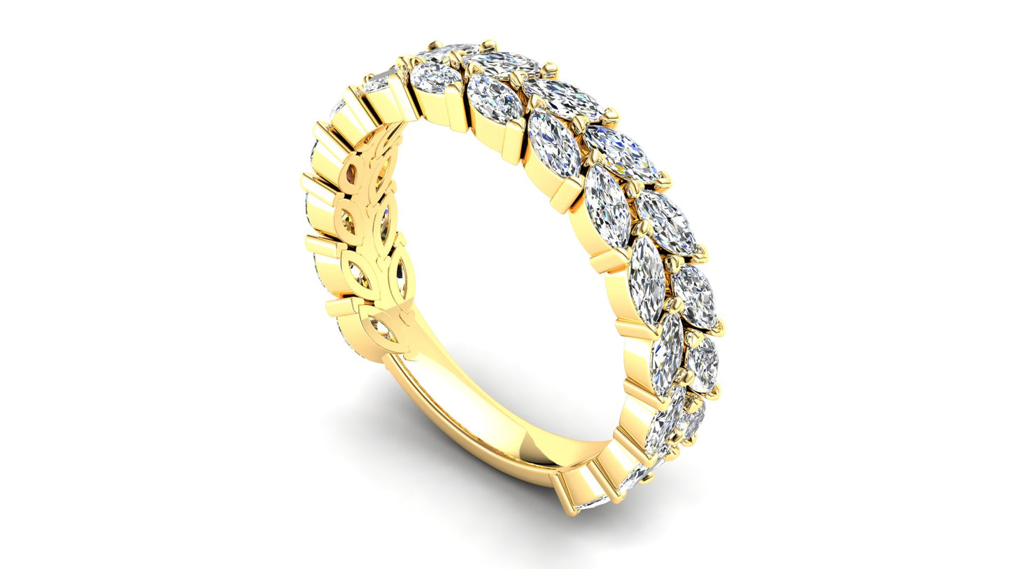 Tulip Eternity Ring: 9ct Yellow Gold with White Stones