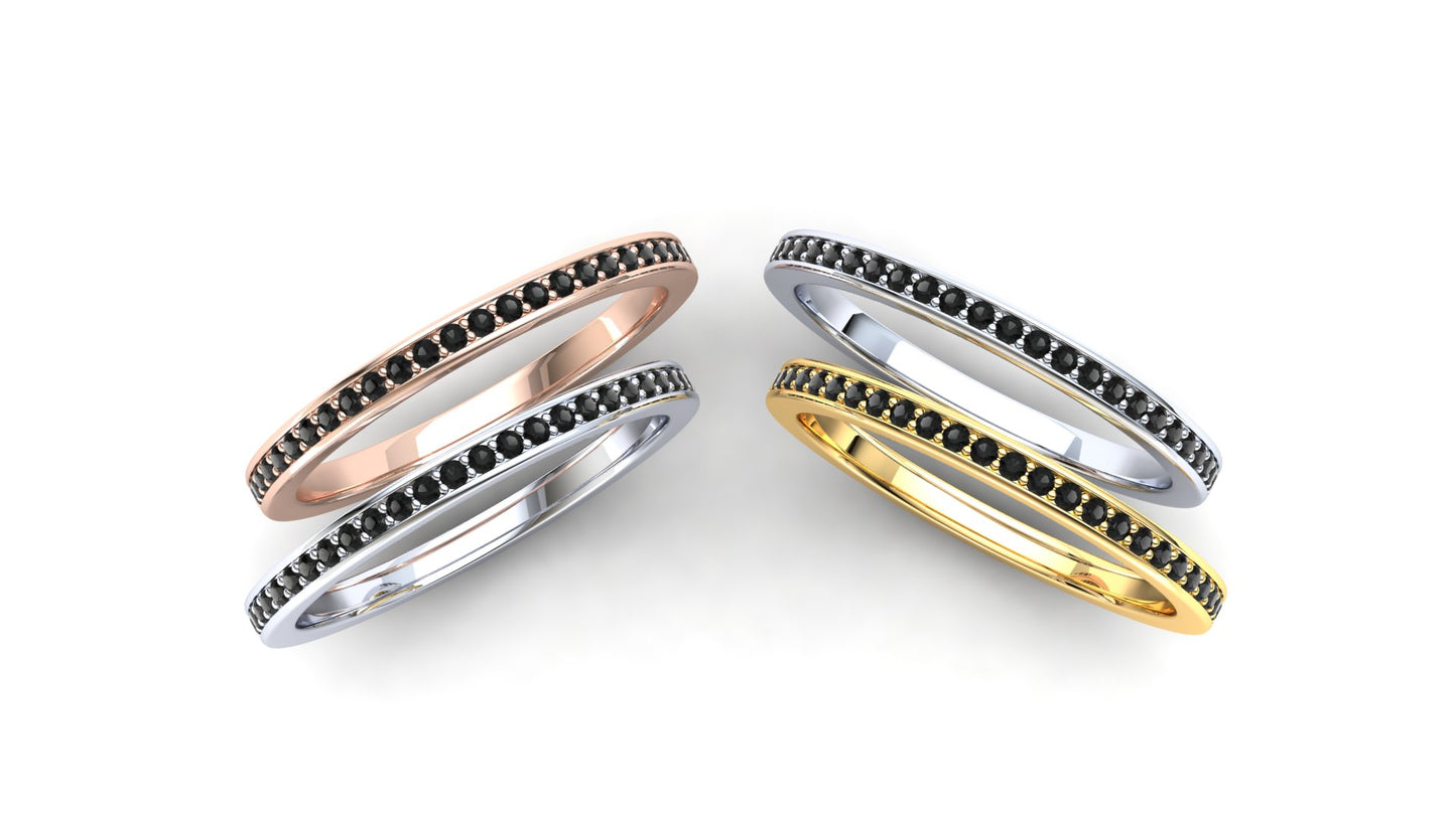 Bluestem Eternity Ring: 925 Silver with Black Stones