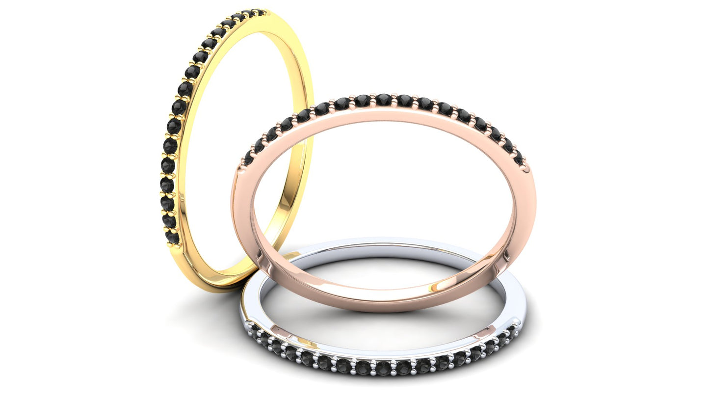 Hazel Eternity Ring: 9ct White Gold with Black Stones