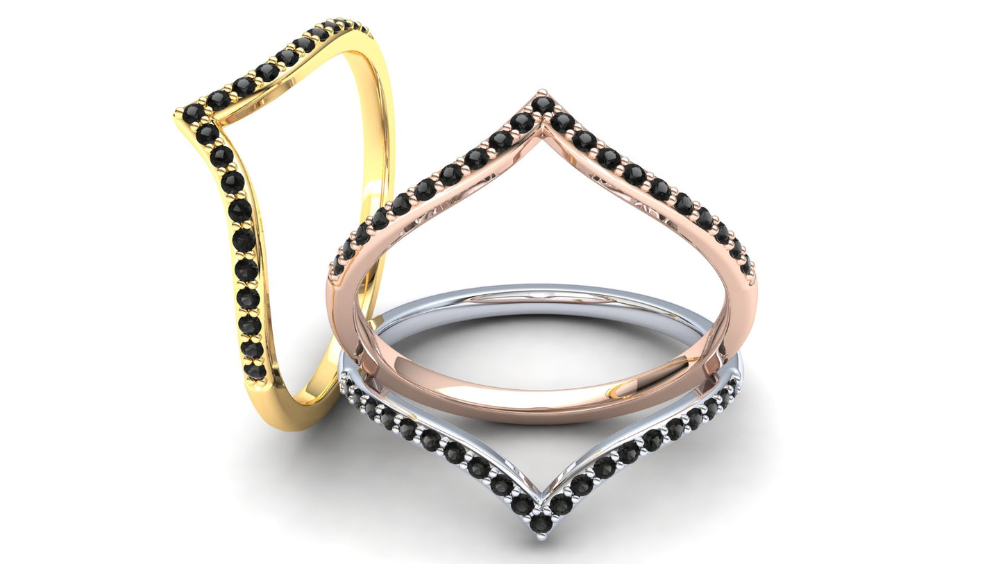 Heather Eternity Ring: 9ct Yellow Gold with Black Stones