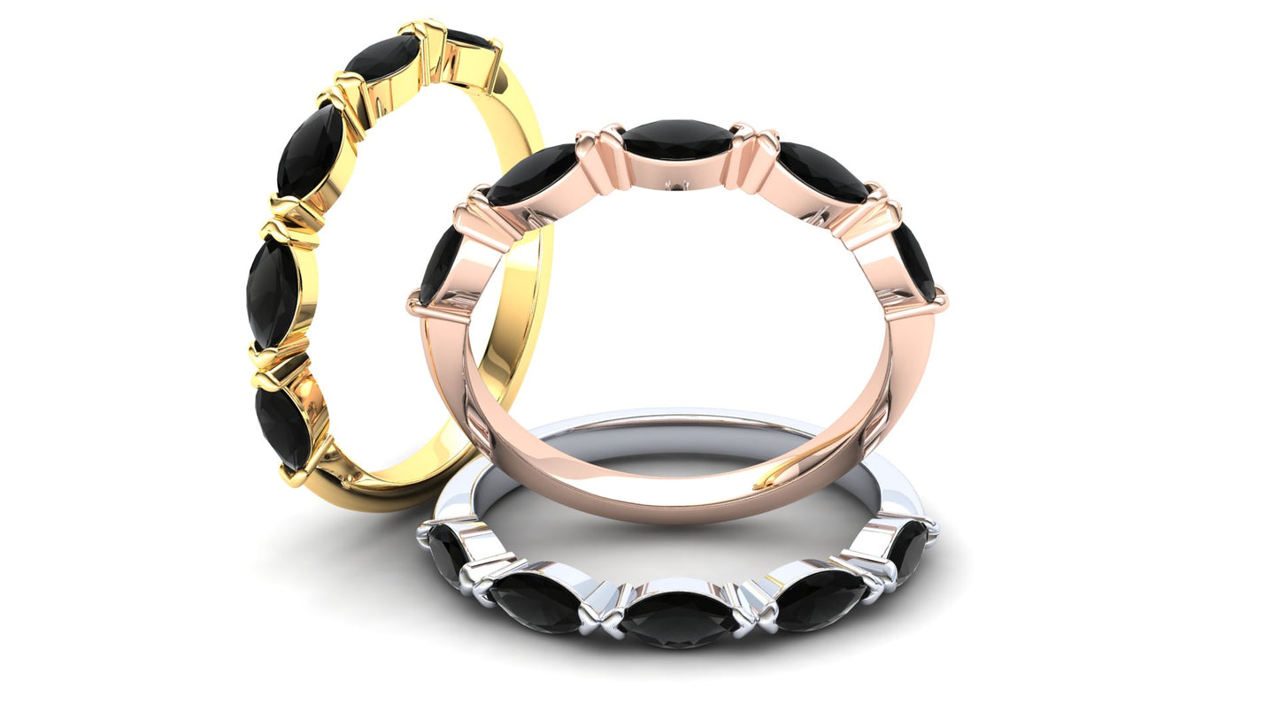 Jasmine Eternity Ring: 9ct White Gold with Black Stones