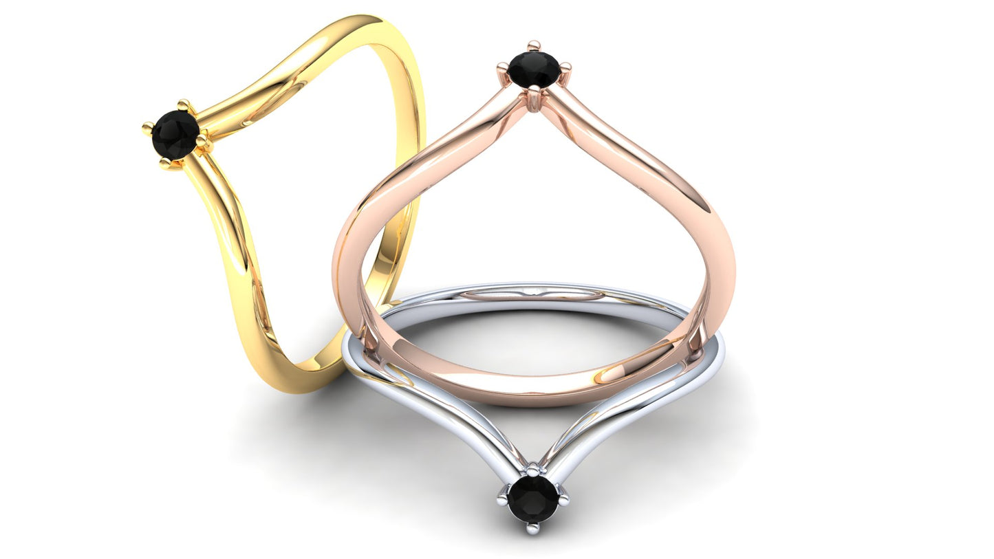 Primrose Eternity Ring: 9ct White Gold with Black Stones
