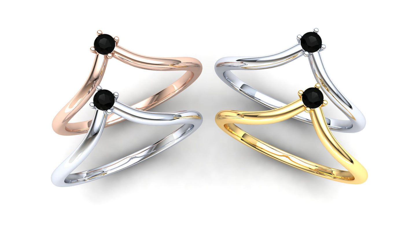 Primrose Eternity Ring: 9ct White Gold with Black Stones