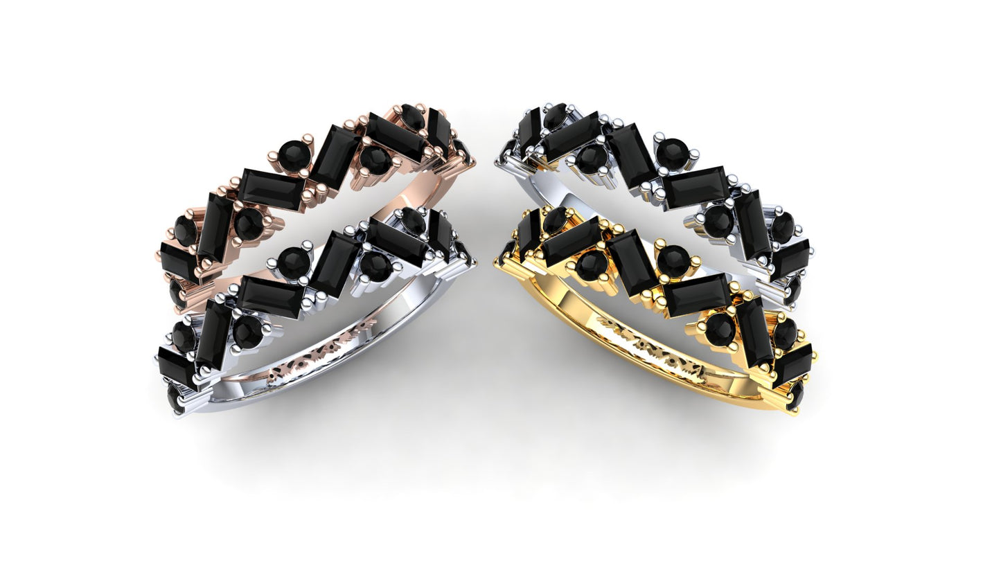 Lily Eternity Ring: 9ct Yellow Gold with Black Stones