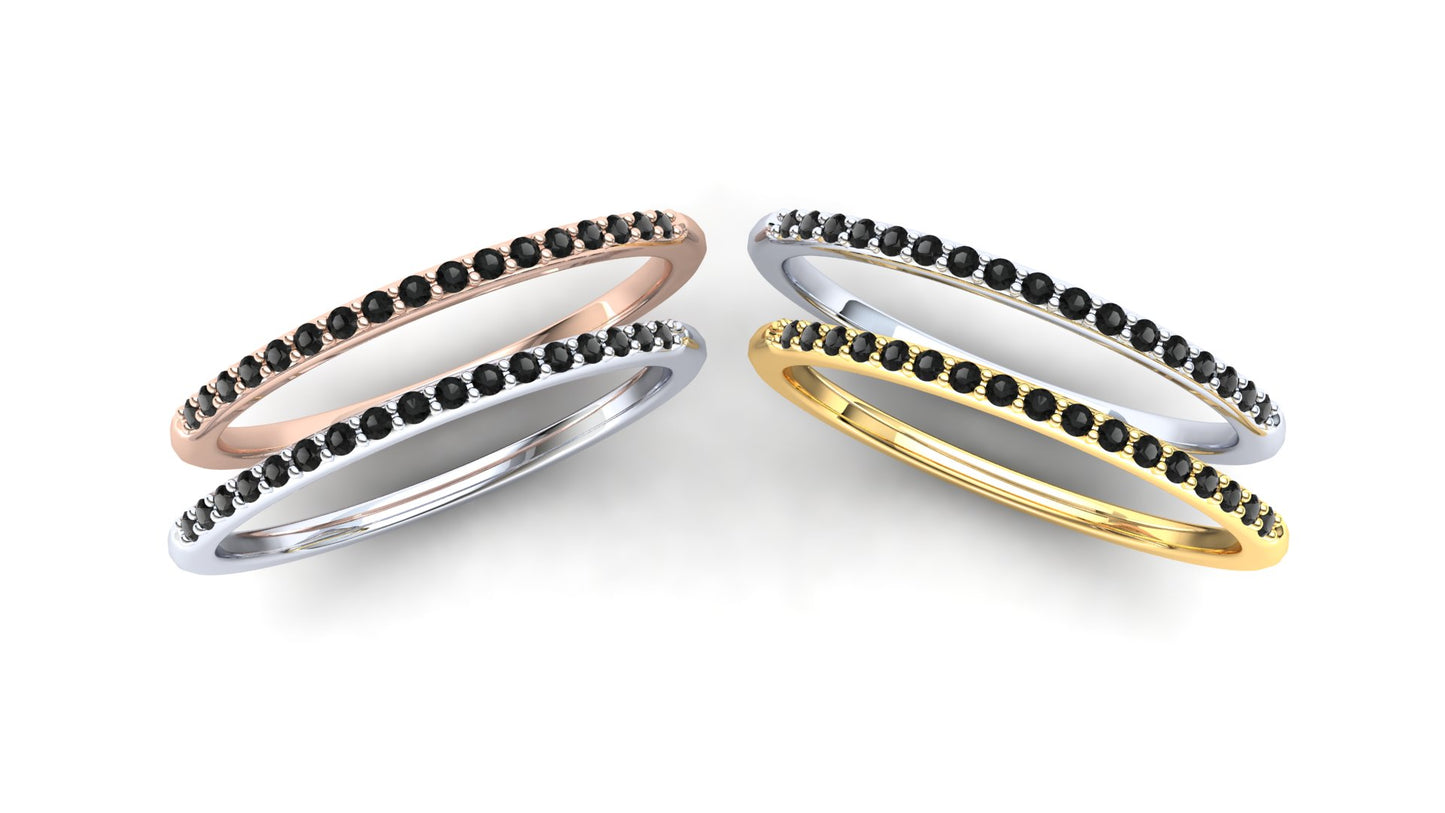 Hazel Eternity Ring: 9ct White Gold with Black Stones