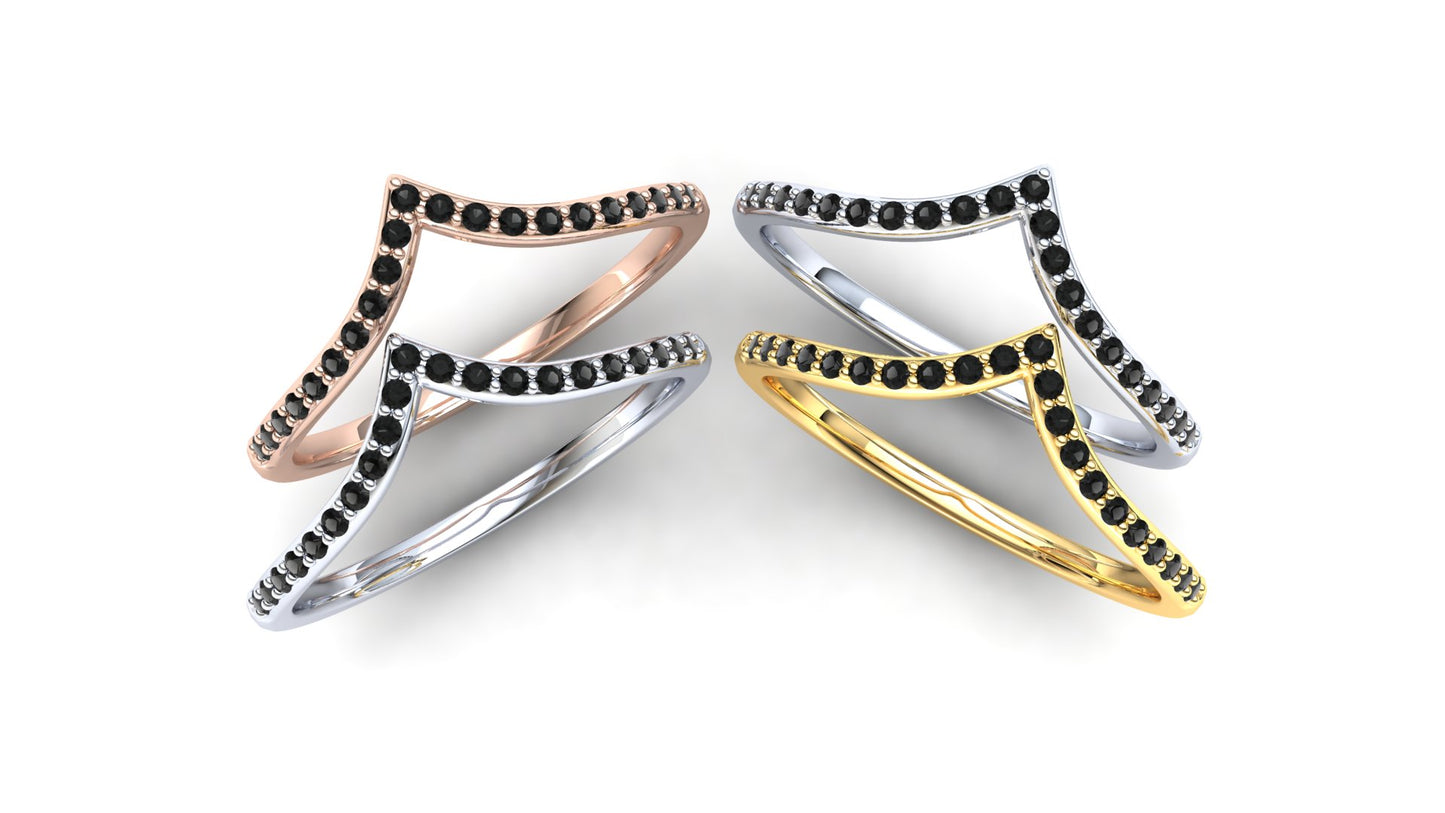 Heather Eternity Ring: 9ct Yellow Gold with Black Stones